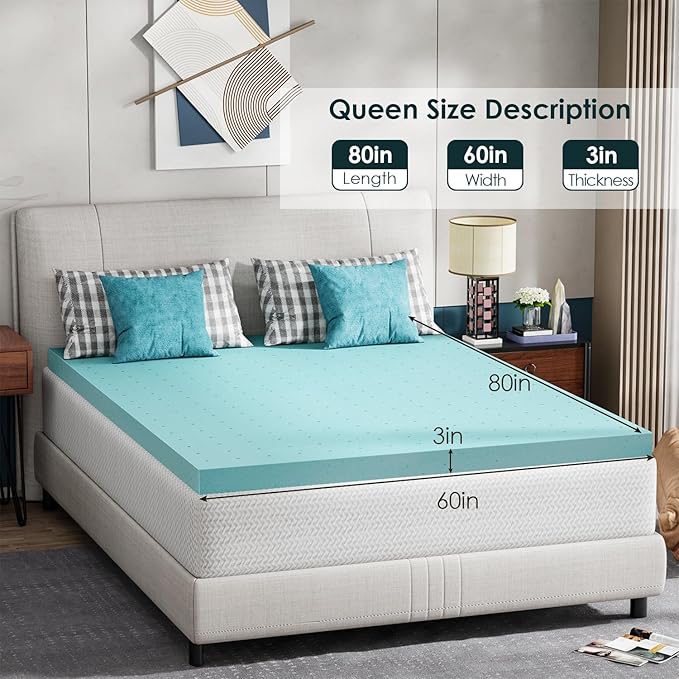 FDW 6 inch Queen Mattress Gel Memory Foam Mattress for Cool Sleep + 3 Inch Gel Memory Foam Topper Set,CertiPUR-US Certified (Queen)