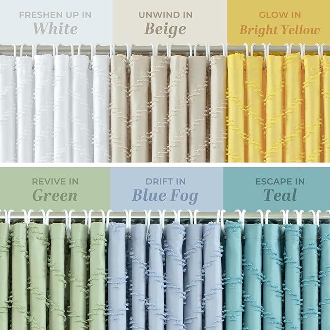 Yellow Shower Curtain Boho Farmhouse Shower Curtain 72 x 72 Tufted Chevron Textured Minimalist Shower Curtains for Bathroom