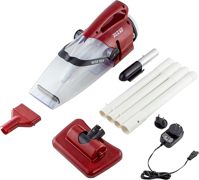 POOL BLASTER Pulse Cordless Pool Vacuum w/Pole Set - Large Debris Capacity & Fast Hoseless Cleaning of Inground & Above Ground Pools, Handheld Rechargeable Pool Cleaner for Sand, Silt & Leaves