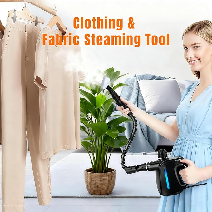 Pressurized Handheld Steam Cleaner for Home, Multi-Surface Steamer with 14 PCS Accessories for House Cleaning, 20S Fast Heat Up, 1350W Portable Steamer Cleaner with Safety Lock for Bathroom, Kitchen