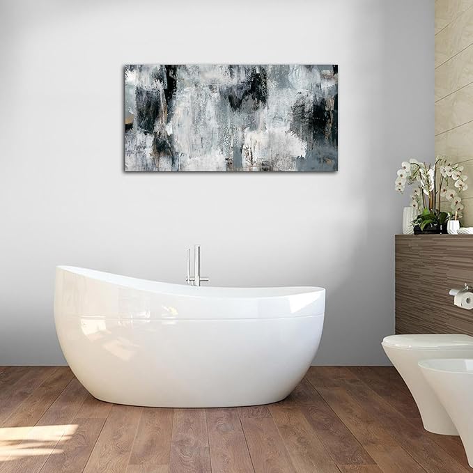 NINEASO Black Gray Abstract Wall Art - Abstract Canvas Pictures for Wall Decor Modern Abstract Canvas Painting Artwork for Living Room Bedroom Home Office Wall Decorations 20" x 40"