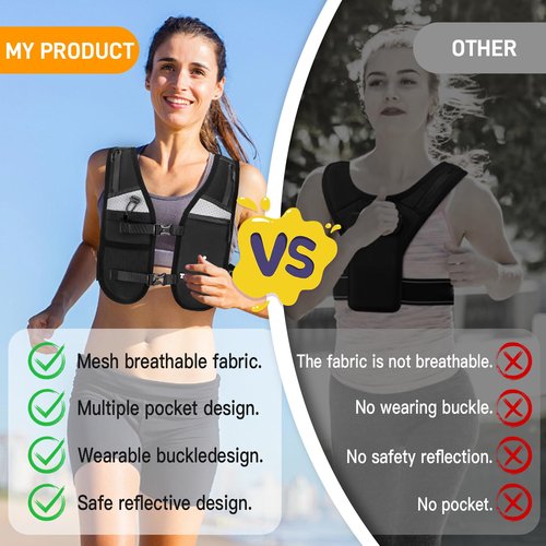 Jogging Vest for Men Women, Lightweight and Small Breathable Hydration Workout Vest with Multiple Pockets for Phones and Water Bottles (Reflective)