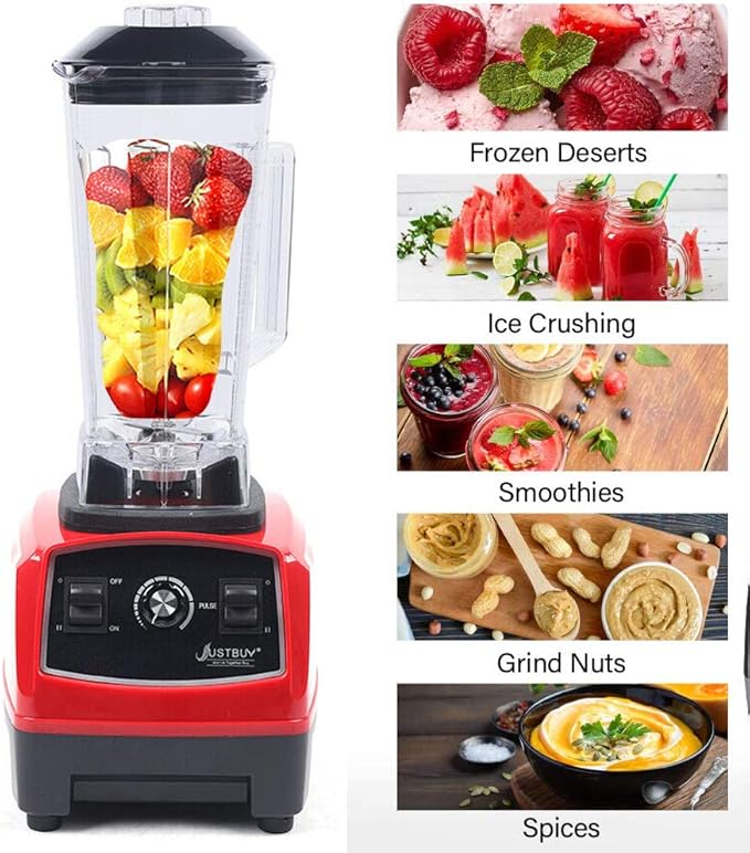 DNYSYSJ 2200W Household Kitchen Countertop Blender Mixer Juicer Machine 6 Blades Smoothie Blender Food Mixer with 2L Capacity Jar