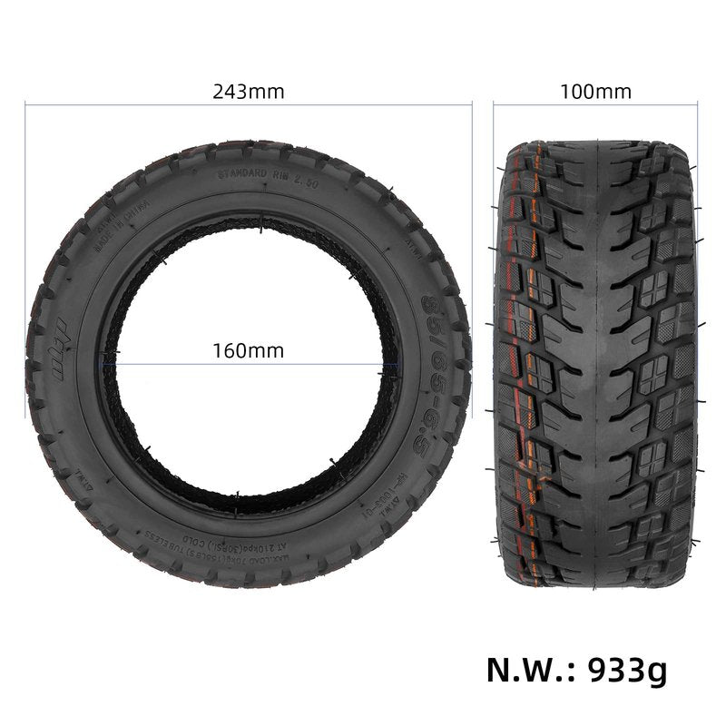 ZAITUO 10" 85/65-6.5 Rubber Explosion-proof Tubeless Tire 10-inch Replacement for Ninebot Segway Self-Balancing Scooter, Xiaomi Mini Pro, GOTRAX GX2 Hoverboard Electric Scooter Tyre Wheel Parts (2)