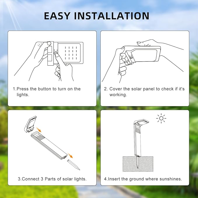 Solar Pathway Lights, 2 Pack LED Solar Lights Outdoor Waterproof, Bright Landscape Path Lights for Yard Patio Driveway Walkway Decorative with Warm and Cool White Light