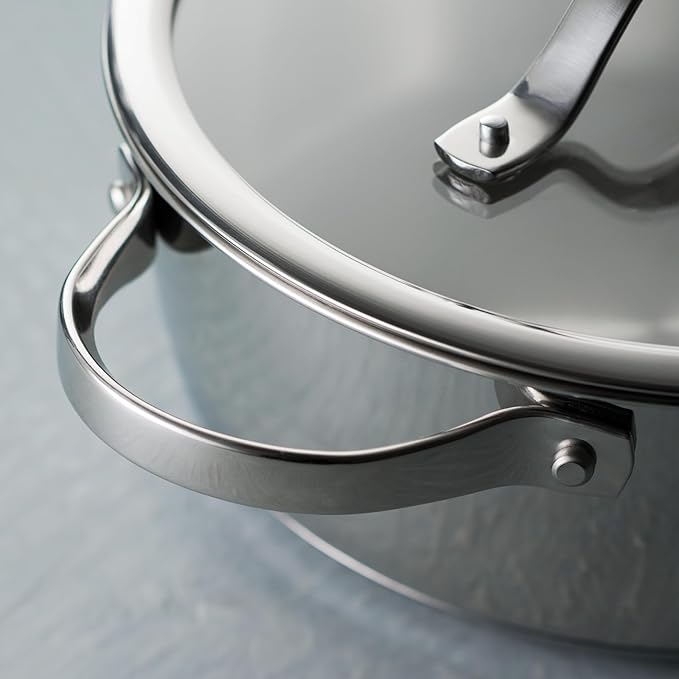 Tramontina Tempo Tri-Ply Base Stainless Steel 5-Quart Dutch Oven Pot with Glass Lid, Induction-Ready, Oven-Safe, Dishwasher-Safe