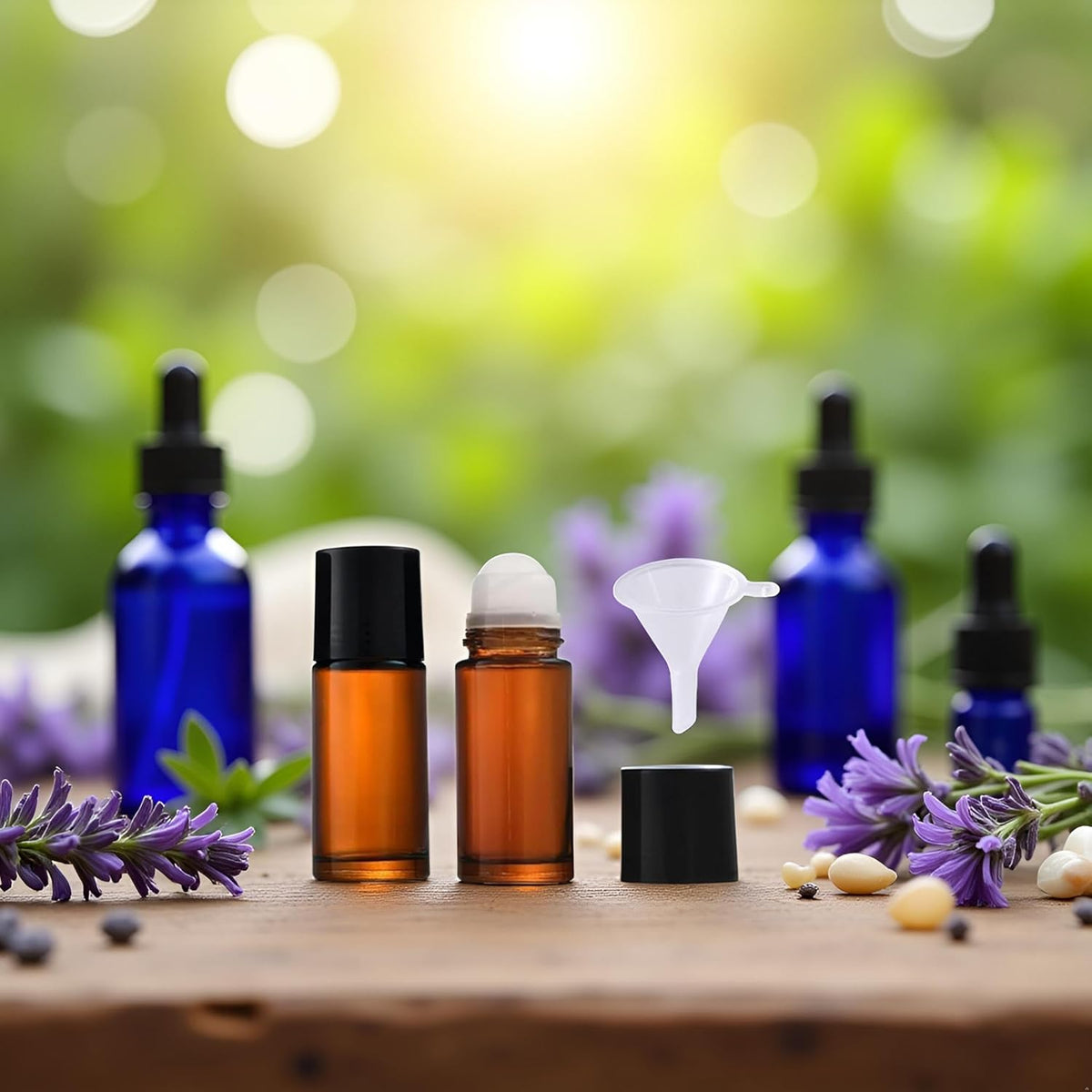 2Pcs Brown Glass Essential Oil Roller Bottles Refillable Roll on Bottles Empty Deodorant Bottle Containers Rollerball Beauty Personal Care Fragrance Cosmetics Tools (50ML)