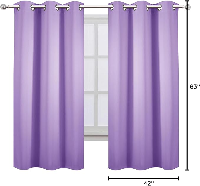 LEMOMO Lavender Blackout Curtains 42 x 63 Inch Length/Set of 2 Curtain