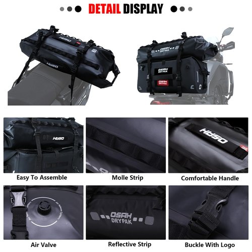 Greanthour Waterproof Duffel& Luggage Bag - Motorcycle Dry Bag Tail Saddle Bags with Roll Top Closure,Large Storage Space,for Camping, Kayaking, Fishing & Traveling(Green, 20L)