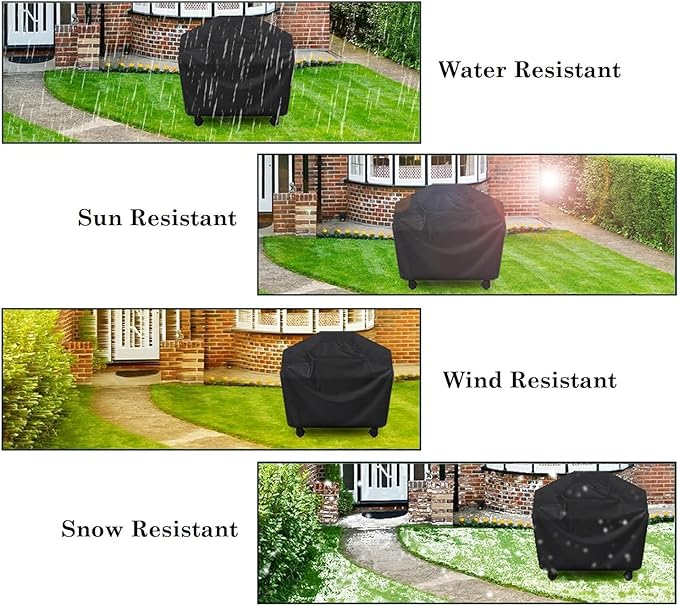 Pork Barrel Gas Grill Cover for Outdoor Grill, Grilling Gifts for Men – Heavy Duty Weber Gas Grill Cover I Waterproof I Weather UV Resistant, Black (58" L x 24" W x 48" H)