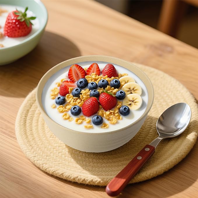 6-piece Wheat Straw Bowls sets 26oz,Alternative Plastic Bowls Reusable for indoors and outdoors,Microwave-able and Dishwasher Safe Bowls Sets Easy to Clean.Beige Series