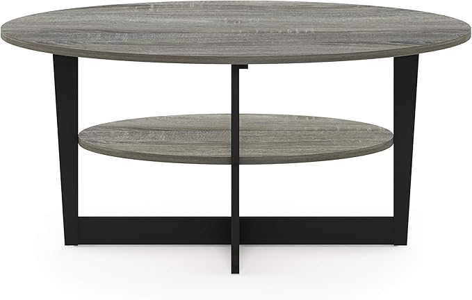 Furinno Coffee Table, 1-Pack, French Oak Grey/Black