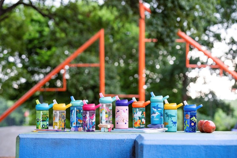 CamelBak Eddy+ Kids Water Bottle with Bite Valve Straw, Leak‑Resistant Easy‑Sip Design for Everyday Hydration, 14oz, Iguanas