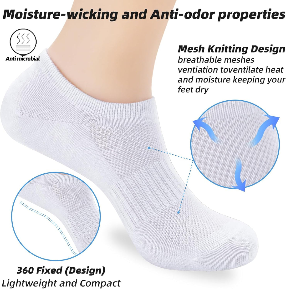 Skiennix No Show Socks - Low Cut Ankle Athletic Liner Socks for Men & Women | Anti-Slip Design