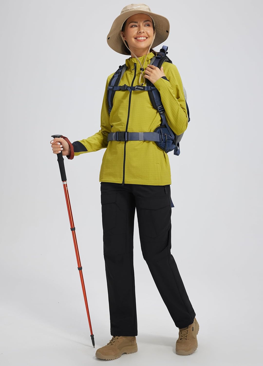 Womens Hiking Pants with Zipper Pockets Quick Dry Lightweight Cargo Joggers Elastic Waist Water Resistant Outdoor Safari