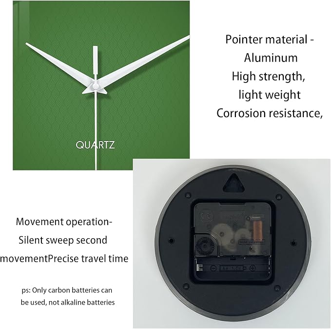 XFM Modern Simple Wall Clocks Battery Operated 20 Inch Large Green Analog Wall