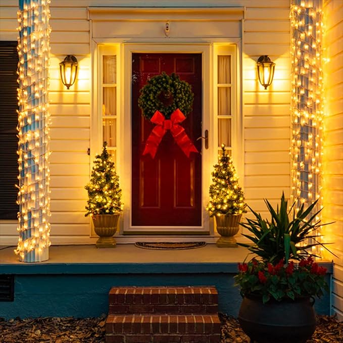 JMEXSUSS 163ft 500 LED Warm White Christmas Lights Outdoor, Plug-in Outdoor String Lights for Classroom, Clear Wire 8 Modes Remote Control Christmas Tree Lights for Christmas Bedroom Tree Classroom