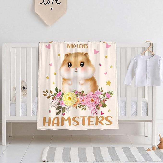 Just A Girl Who Loves Hamsters Blanket Lightweight Cozy Flannel Fleece Throw Blanket Best Gift Home Decor for Bed Couch Outdoor Camping 60"x50" M for Teens
