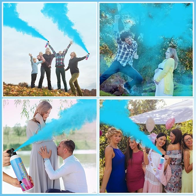 Merear Large Gender Reveal Fire Extinguisher 2 Packs, Gender Reveal Ideas, Baby Boy Reveal Party Ideas 100% Biodegragable for Gender Reveal Decorations (Blue)