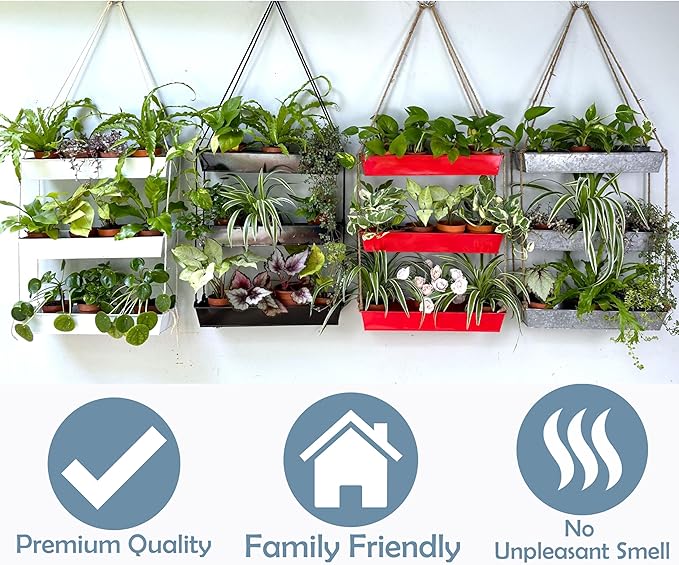 LaLaGreen 16 Inch Wall Mounted Tiered Planter