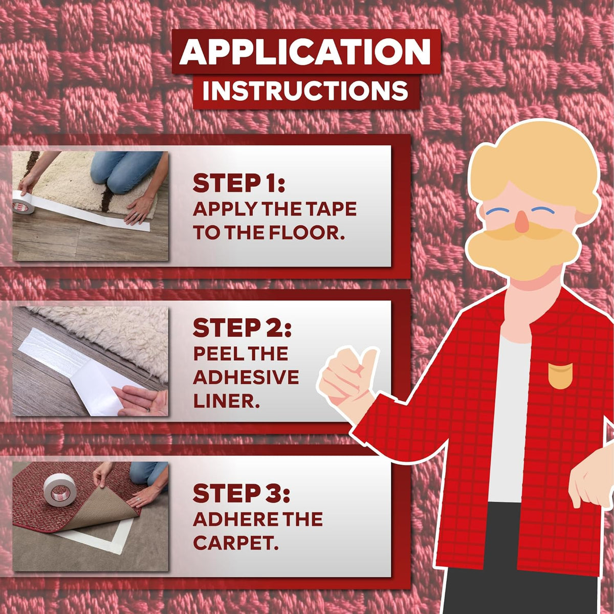 XFasten Double Sided Carpet Tape for Area Rugs, 2 Inch x 30 Yards (6-Pack) – Heavy Duty Anti Slip Rug Grip Tape, Works as Rug Gripper, Wood Safe, Easy Removal for Hardwood and Laminated Floors