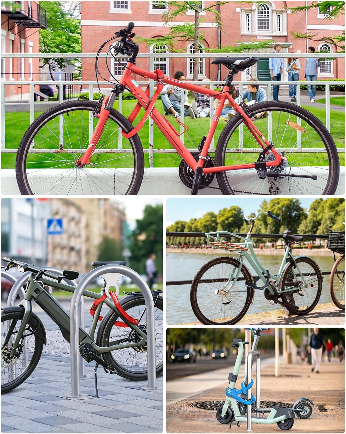 Sportneer Bike Lock - High Security 5-Digit Combination Anti-Theft Chain Lock | 3.2/3.6/4ft Heavy Duty for Bicycles, Motorcycles, Scooters, and Gates - 4/6mm Thick, Keyless Design