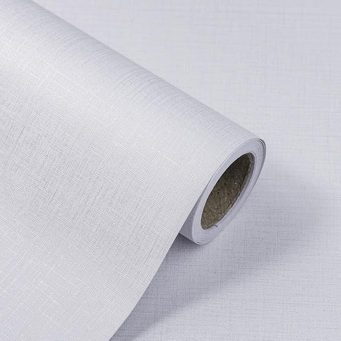White Wallpaper Grasscloth Peel and Stick Wallpaper 15.7"x 1181" Fabric Contact