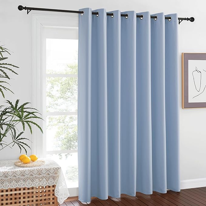 NICETOWN Blackout Vintage Blue Bedroom Curtain 84 inches Long, Grommet Thermal