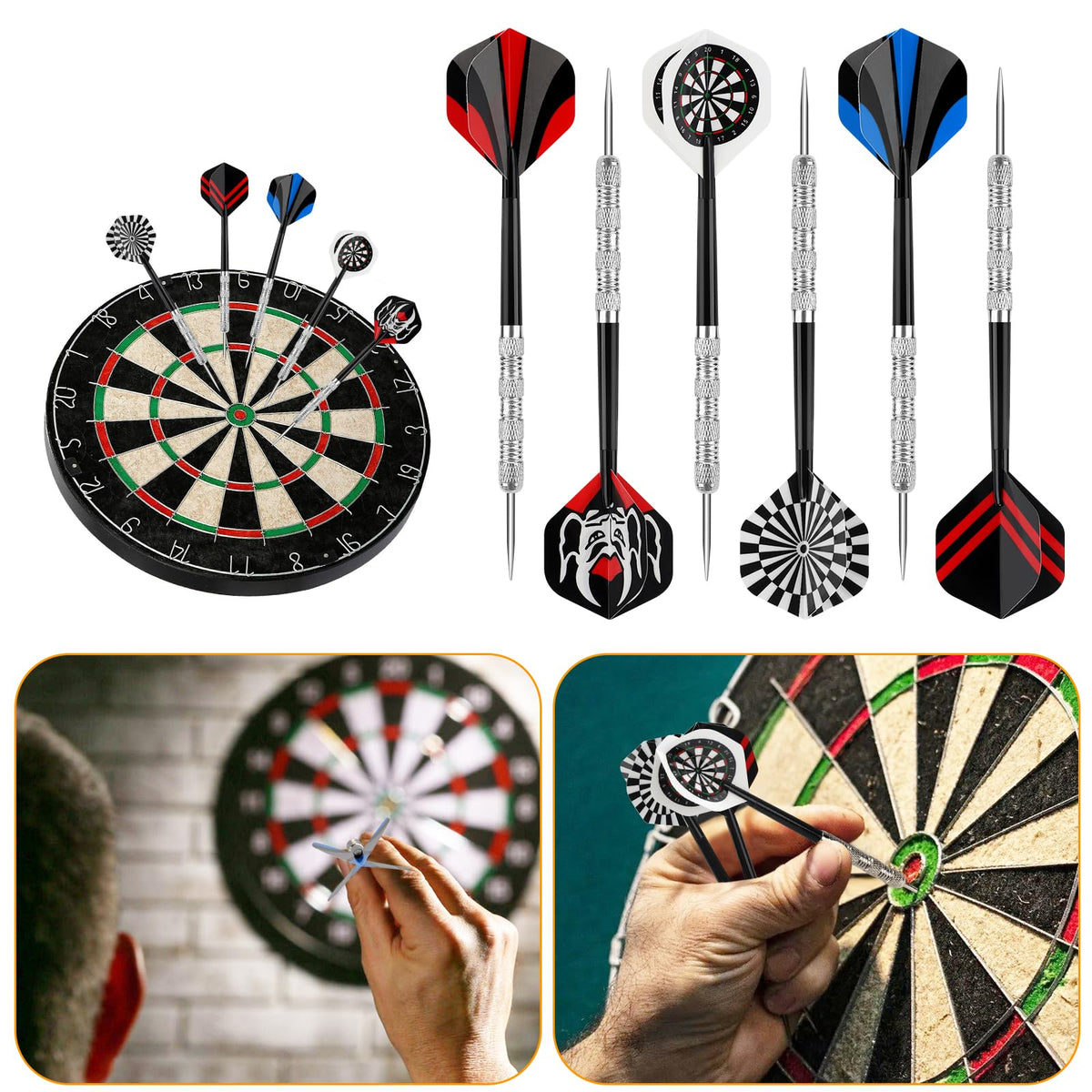 Accmor Metal Tip Darts, Steel Tip Darts, 14 Grams Professional Metal Darts, Darts Metal Tip Set, Metal Darts for Dartboard, 24 pcs 