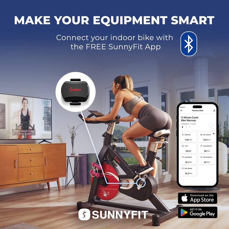 Sunny Health & Fitness 2-in-1 Advanced Cadence/RPM + Speed Sensor, Cadence Sensor Bluetooth ANT+ for Indoor/Outdoor Bikes, Magnet-Less Design for Outdoor Cycles, Exercise Bikes, and More - CB110S