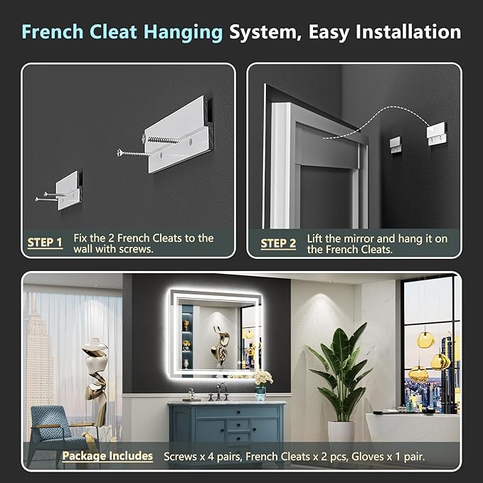 40x36 LED Bathroom Mirror with Lights, Backlit and Front Lit Anti-Fog Lighted