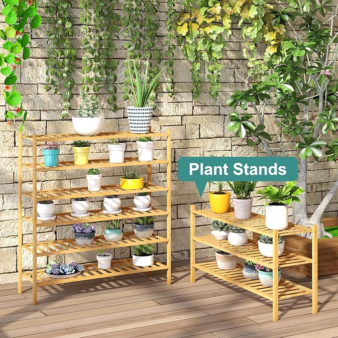 3-Tier Long Shoe Rack, Bamboo Wood Shoe Rack for Closet, Entryway & Hallway, Stackable | Beautiful | Functional | Sturdy