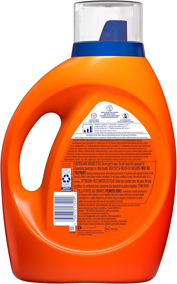 Tide Ultra Oxi Boost Liquid Laundry Detergent, 92 fl oz, 65 Loads, Advanced Stain Remover, Laundry Detergent Liquid with Extra Oxi Power