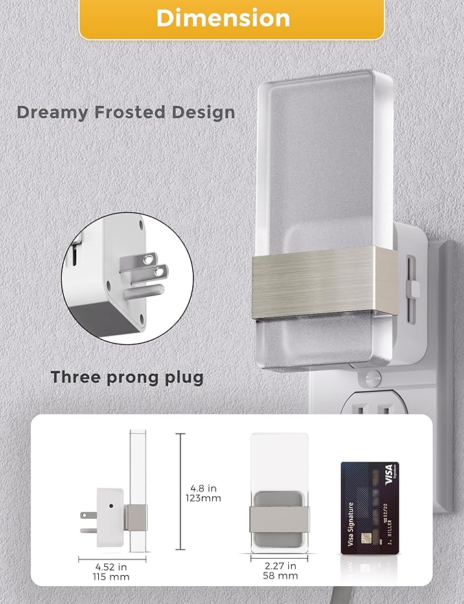L LOHAS LED Night Light, Amber Night Lights Plug Into Wall, 2 Pack Dusk-to-Dawn
