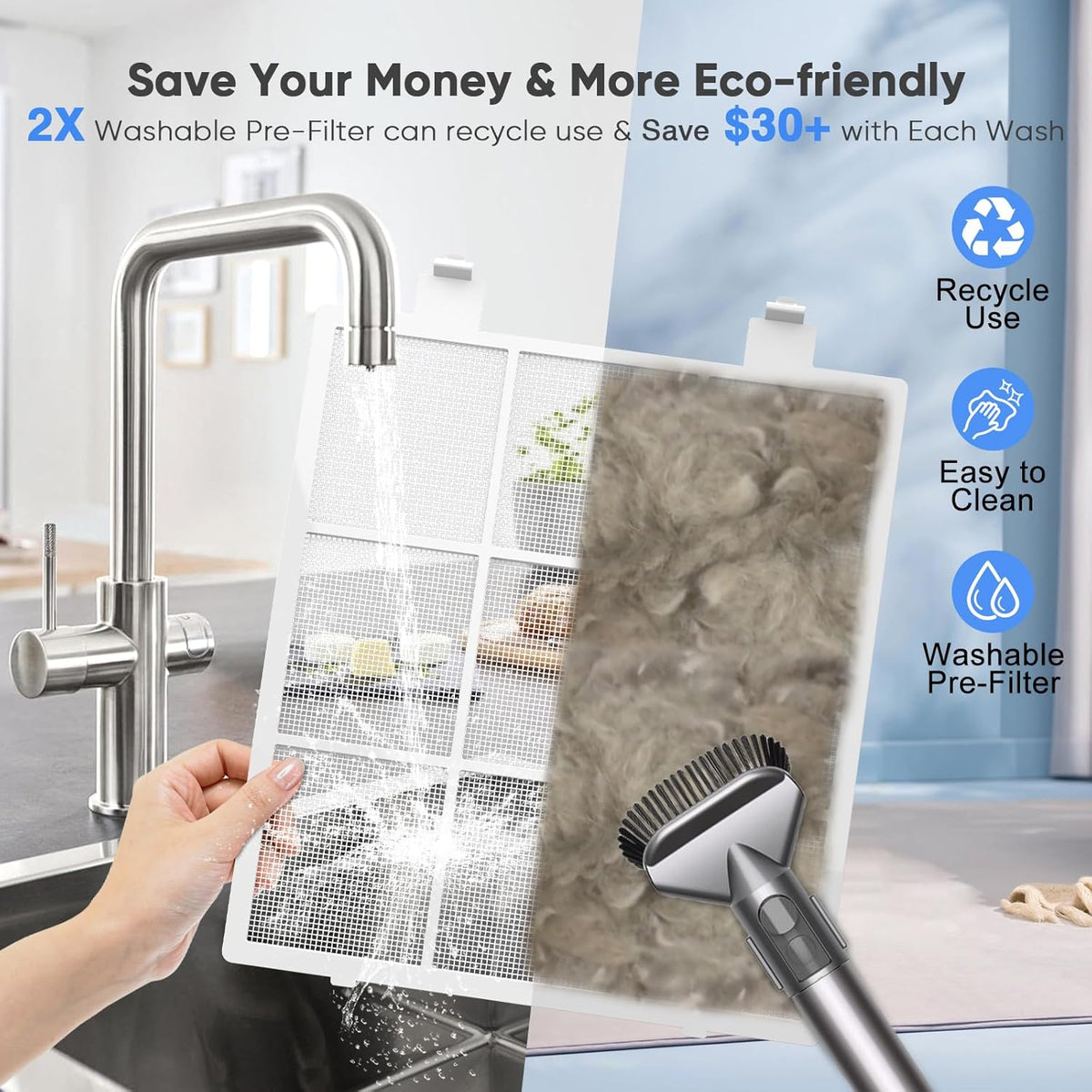 DAYETTE Air Purifiers for Home Large Room Up to 3000 Ft² with 2xH14 HEPA Filters, Air Purifiers for Pets Bedroom with Washable PreFilters, 2 TIMES Purification Speed In Turbo Mode for Dust, Hair, Odor