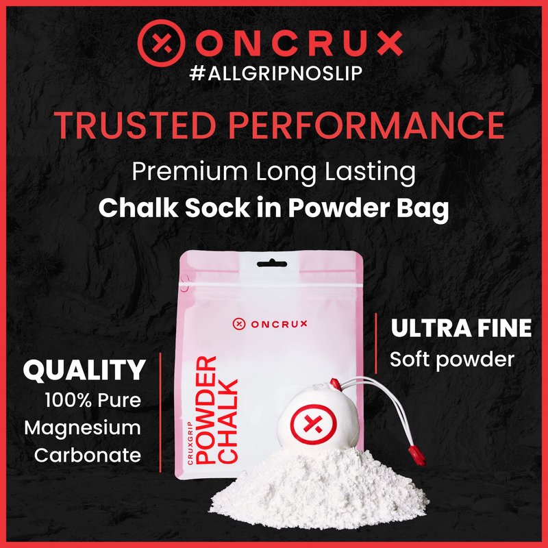 Oncrux Chalk Sock 2 oz - Premium Refillable Chalk Ball - Made in USA - Performance Grade Grip Enhancer for Weightlifting, Rock Climbing, Gymnastics, Disc Golf and More