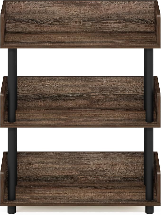 Furinno Turn-N-Tube 3-Tier Freestanding Multipurposes Display Rack, Bookshelf, Walnut