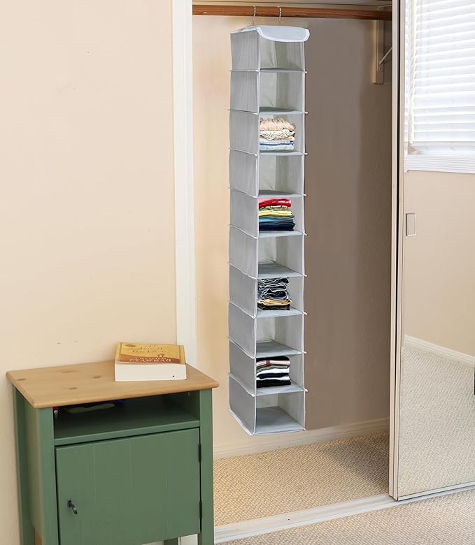Simple Houseware 10 Shelves Hanging Shoes Organizer Holder for Closet, Grey