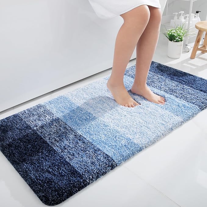 OLANLY Bathroom Rugs Mat 50x30, Extra Soft Absorbent Microfiber Bath Rugs, Rubber Backing, Quick Dry, Machine Washable Bath Mats for Bathroom Floor, Tub and Shower, Home Decor Accessories, Navy