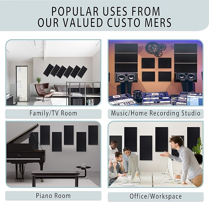 6 Pack Self-adhesive Acoustic Panels, 15.75" X 31.5" X 0.47" Soundproof Wall