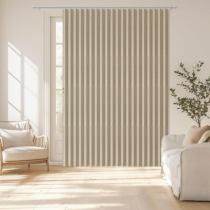 AJAZZ Blackout Accordion Door Curtain 98"x106" Cream Yellow