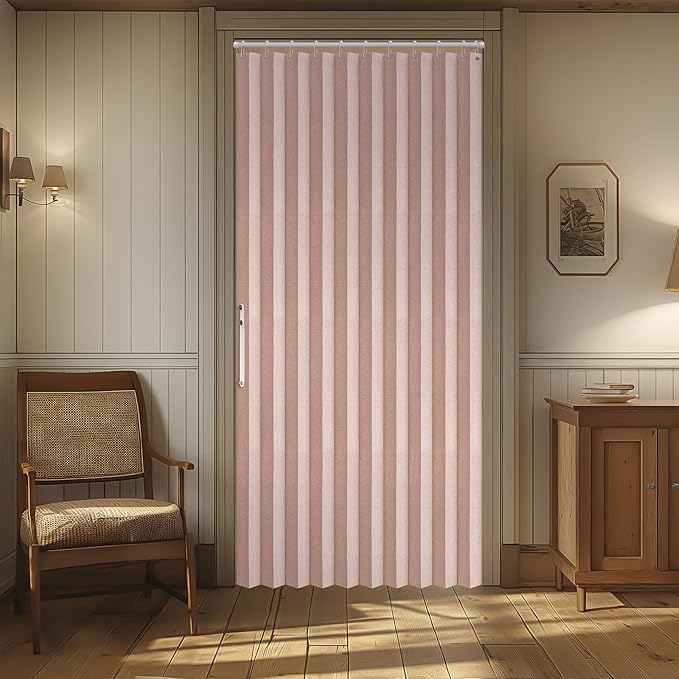 AJAZZ 100% Blackout Accordion Doors Interior Magnetic Door Curtain Pleated Door