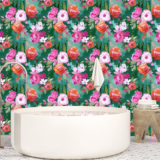 BOKEBEVE Green Bright Wallpaper Peel and Stick Colorful Contact Paper