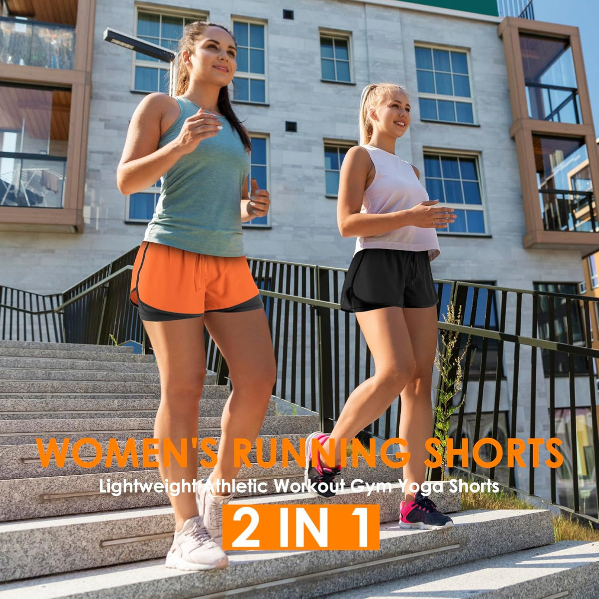 Yevrimow Women's 2-in-1 High-Waisted Running Shorts - Athletic Gym & Yoga Shorts with Liner Pockets