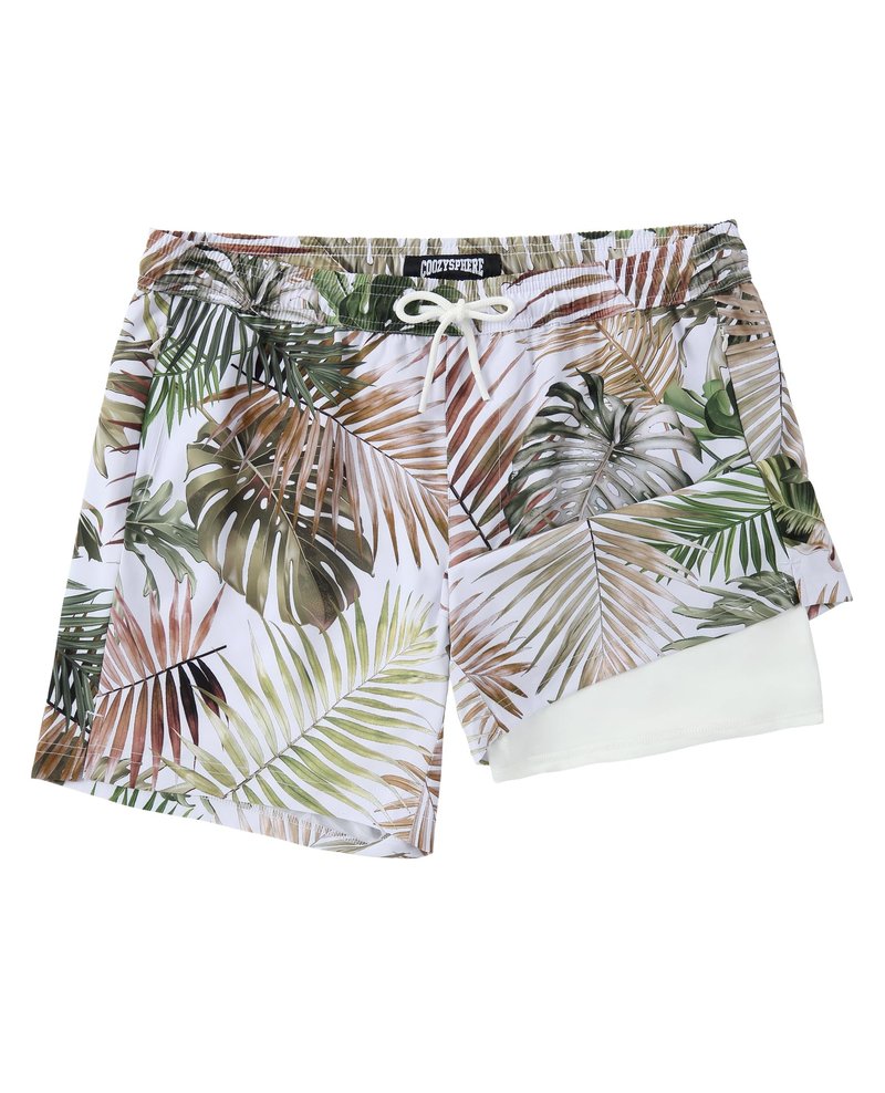 CoozySphere Mens Swim Trunks with Compression Liner 5 Inch Short Stretch Mens Bathing Suit Quick Dry Swimming Trunks Swimsuit M