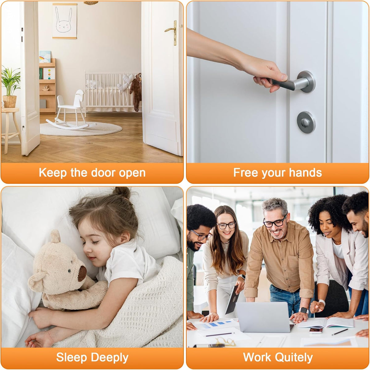 Crosize Magnetic Door Stoppers 2 Pack, Stainless Steel Door Catch for Wall and Floor Mounting, Door Holder Keep Door Open, No Drilling Door Stop with Adhesive Tapes, White