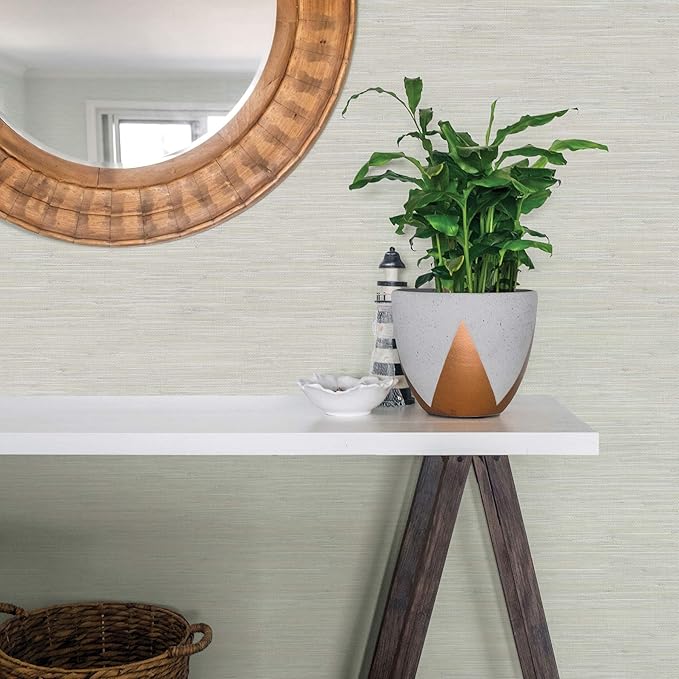 Chesapeake 3120-256018 Waverly Light Grey Faux Grasscloth Wallpaper