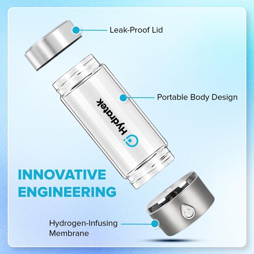 Hydrogen Water Bottle Generator with SPE/PEM Technology, Ionized Water Bottle, Portable Hydrogen Water Ionizer Machine 420 ml for Gym, Hiking, Cycling, Running & Outdoor Use