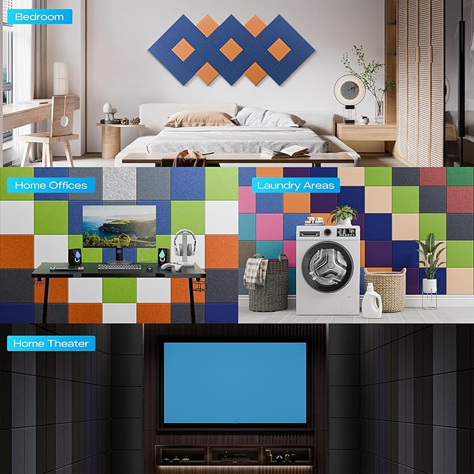 22 Pack Self-Adhesive Acoustic Panels, Soundproof Wall Panels