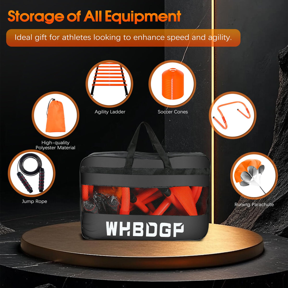 WHBDGP Agility Ladder,Speed Training Equipment Set-20ft Agility Ladder,12 Soccer Cones,4 Hurdles,Jump Rope,Running Resistance,Soccer Football Training Equipment with Carrying Bag for Kids Youth Adults